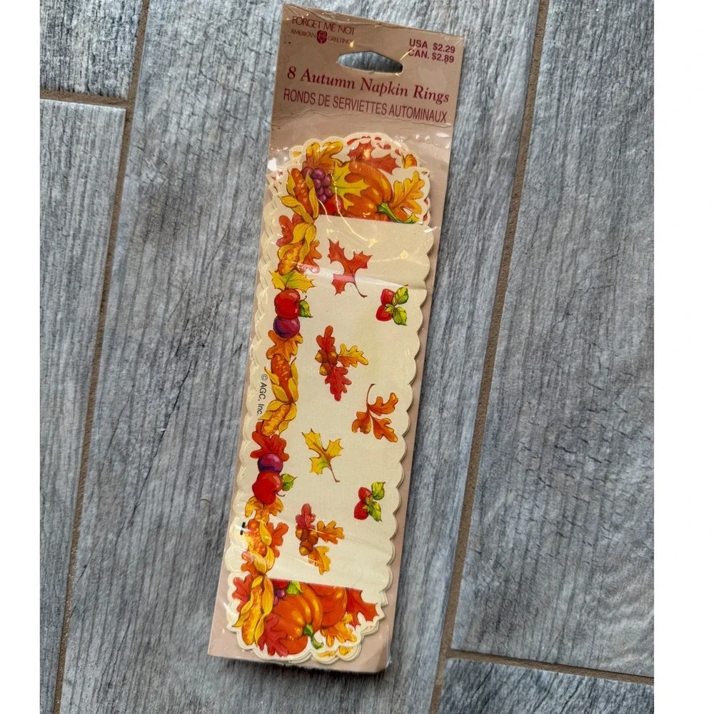 American Greetings Autumn Napkin Rings Paper Fall Harvest 8 ct New Thanksgiving